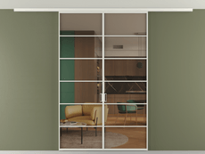 Перегородка Формато вдоль стены на потолок 2 створки