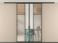 Перегородка Мозаик вдоль стены на потолок 2 створки