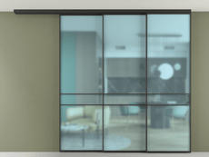 Перегородка Формато вдоль стены на потолок 3 створки с синхронным механизмом