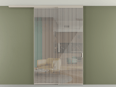 Перегородка Формато вдоль стены на потолок 2 створки с синхронным механизмом