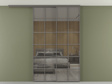 Перегородка Формато вдоль стены на потолок 2 створки с синхронным механизмом