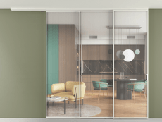 Перегородка Формато вдоль стены на потолок 3 створки с синхронным механизмом