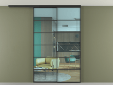 Перегородка Формато вдоль стены на потолок 2 створки с синхронным механизмом