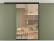 Перегородка Formato вдоль стены на потолок 2 створки с синхронным механизмом