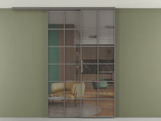 Перегородка Formato вдоль стены на потолок 2 створки с синхронным механизмом