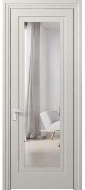 Дверь межкомнатная 8303 МОС Зеркало с одной стороны. Цвет Матовый облачно-серый. Материал Гладкая эмаль. Коллекция Rocca. Картинка.