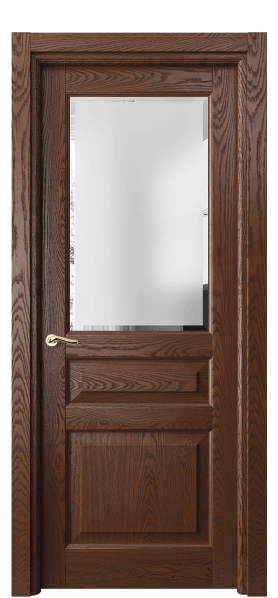 Дверь межкомнатная 0710 ДКЧ.Б Сатинированное стекло с фацетом. Цвет Дуб коньячный брашированный. Материал Массив дуба брашированный. Коллекция Lignum. Картинка.
