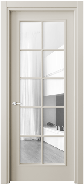 Дверь межкомнатная 8102 МОС Прозрачное стекло. Цвет Матовый облачно-серый. Материал Гладкая эмаль. Коллекция Paris. Картинка.