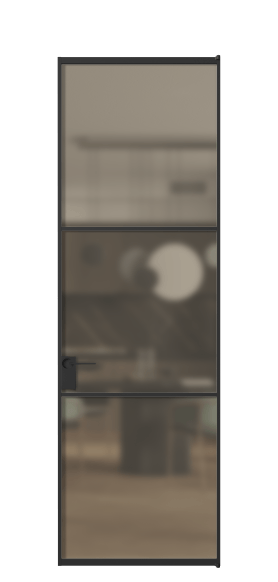 Дверь межкомнатная АЛПЛ040.03 Бронза сатин триплекс ЧЕР. Цвет Алюминий Черный. Материал Алюминий. Коллекция Formato. Картинка.