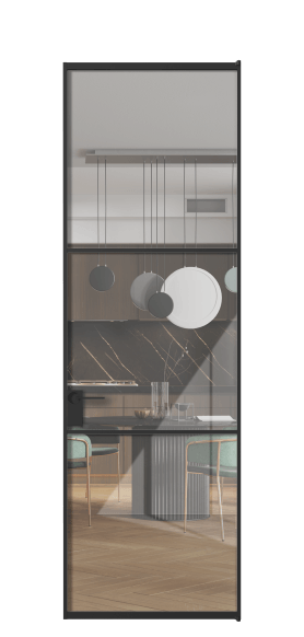 Дверь межкомнатная АЛПЛ040.03 ЧРН Алюминий Черный Stopsol Clear прозрачное. Цвет Алюминий Черный. Материал Алюминий. Коллекция Formato. Картинка.