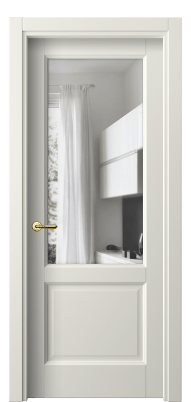 Дверь межкомнатная 1422 МЖМ Прозрачное стекло. Цвет Матовый жемчужный. Материал Гладкая эмаль. Коллекция Galant. Картинка.