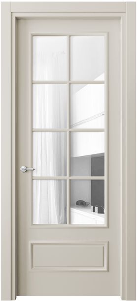 Дверь межкомнатная 8112 МОС Прозрачное стекло. Цвет Матовый облачно-серый. Материал Гладкая эмаль. Коллекция Paris. Картинка.